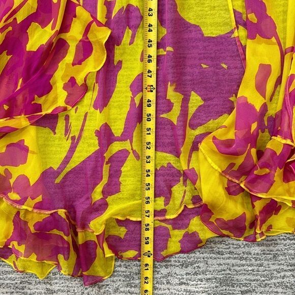 Caroline Constas Liv Maxi Dress High Low Silk Large Yellow/Pink - Picture 11 of 15